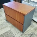 36" Medium Maple Wood 2 Drawer Lateral File Cabinet, Locking